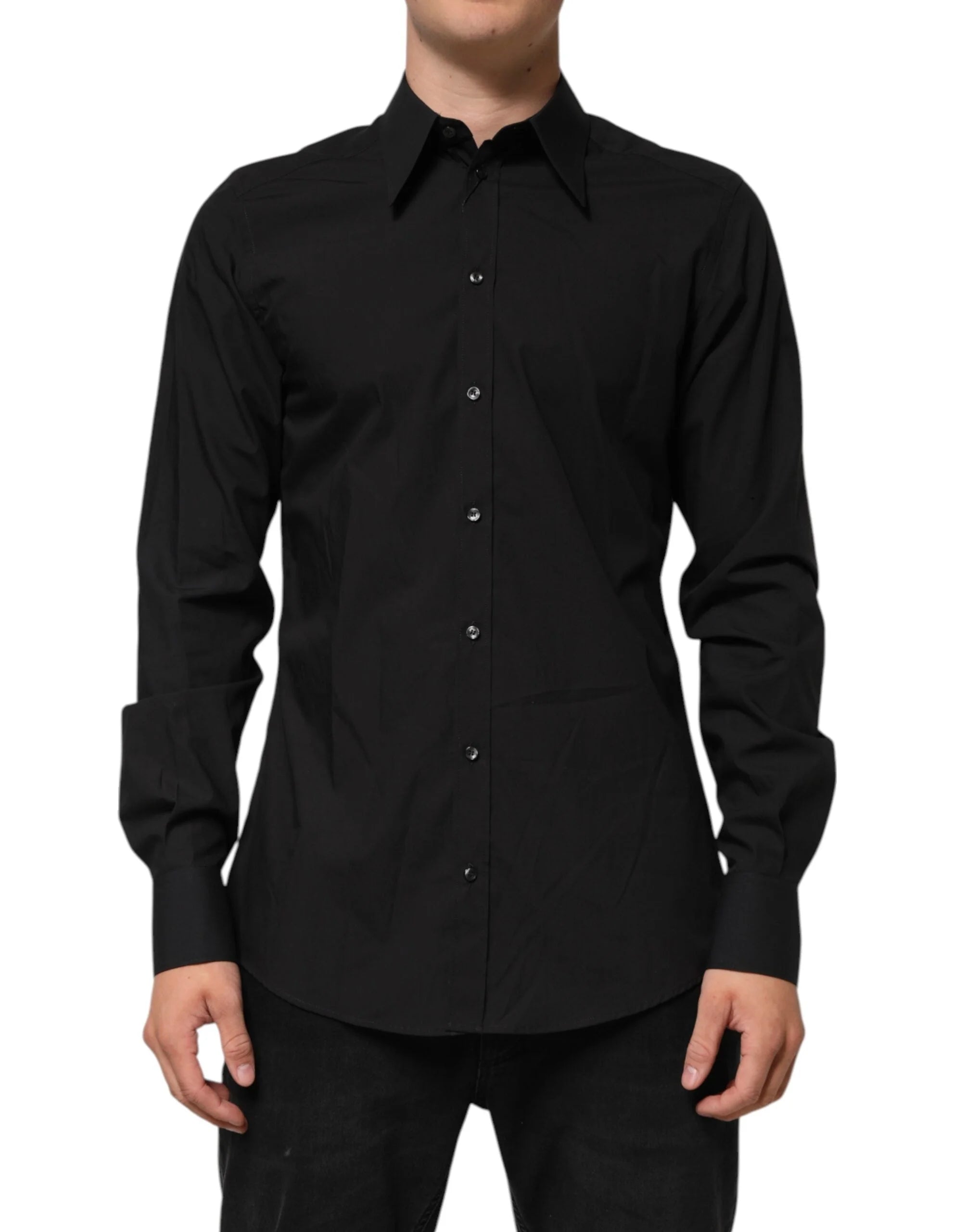 Dolce & Gabbana Black MARTINI Slim Fit Dress Formal Men Shirt - IT40 | M - Shirts