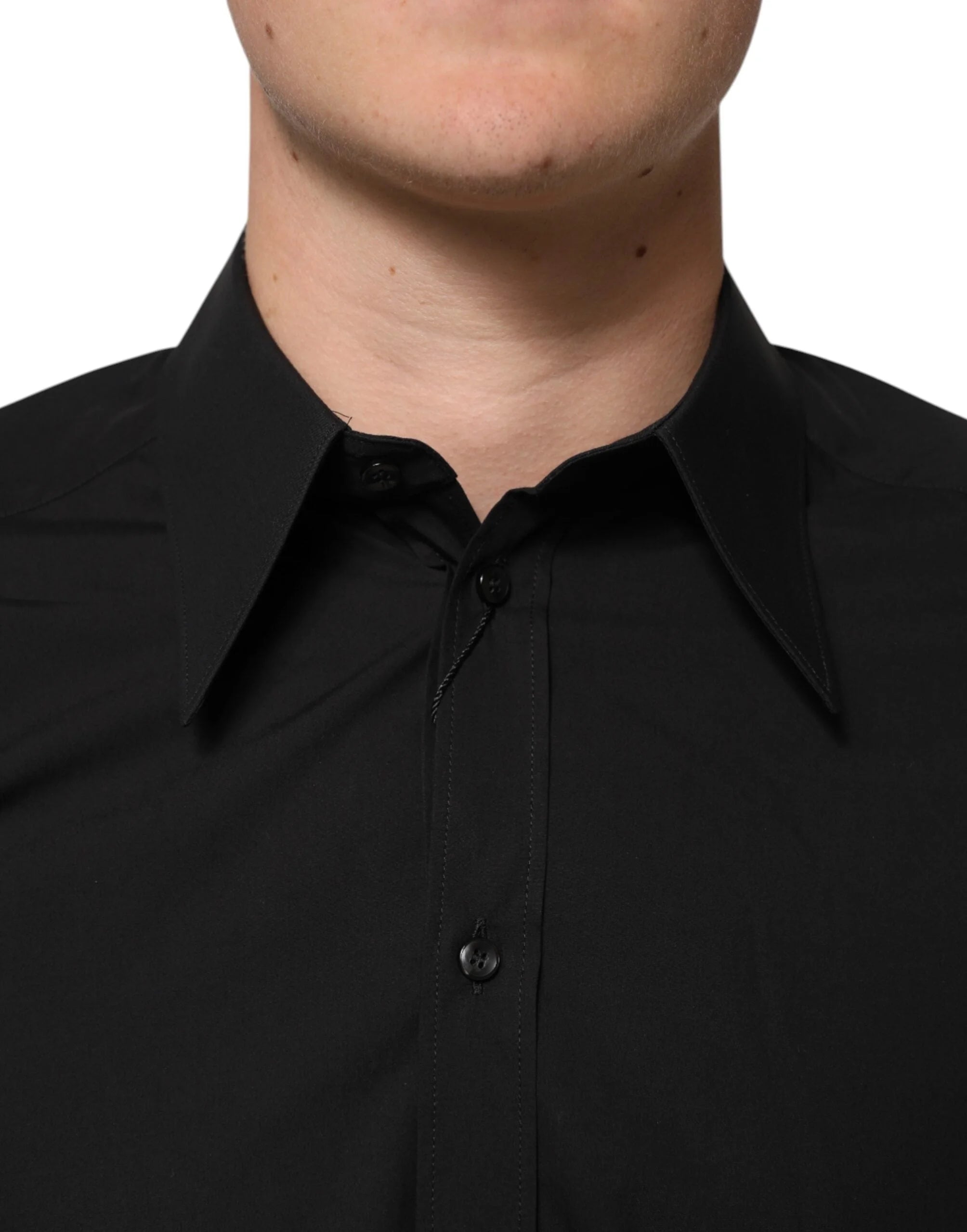 Dolce & Gabbana Black MARTINI Slim Fit Dress Formal Men Shirt - IT40 | M