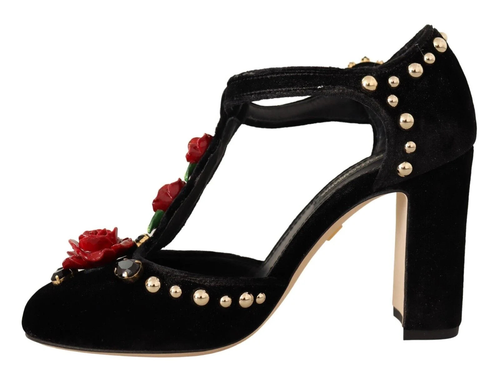 Dolce & Gabbana Black Mary Jane Pumps Roses Crystals Shoes - EU35.5/US5 - Heels