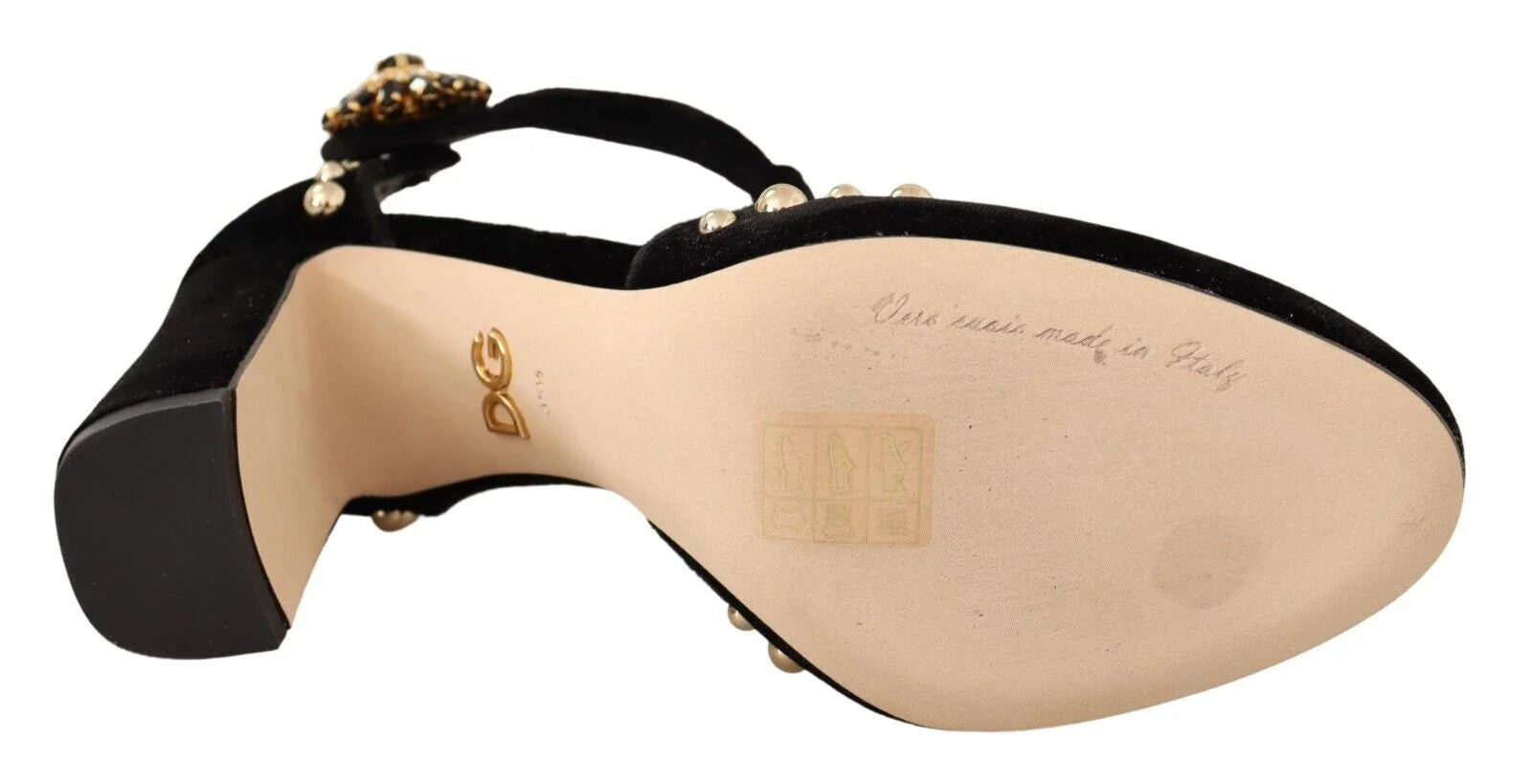 Dolce & Gabbana Black Mary Jane Pumps Roses Crystals Shoes - EU35.5/US5 - Heels