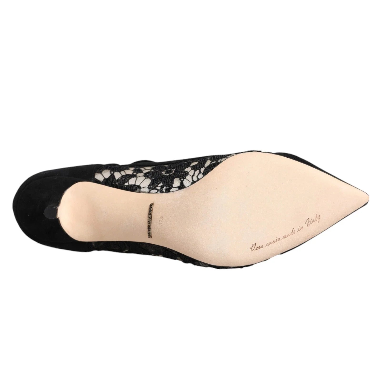 Dolce & Gabbana Black Mary Jane Taormina Lace Pumps Shoes - EU37.5/US7 - Heels