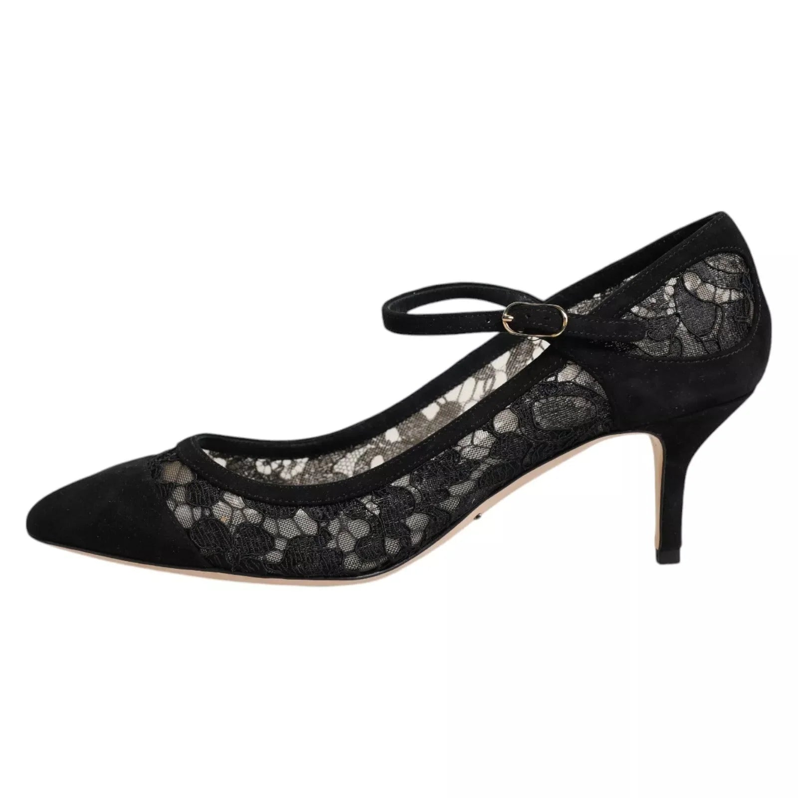 Dolce & Gabbana Black Mary Jane Taormina Lace Pumps Shoes - EU37.5/US7 - Heels