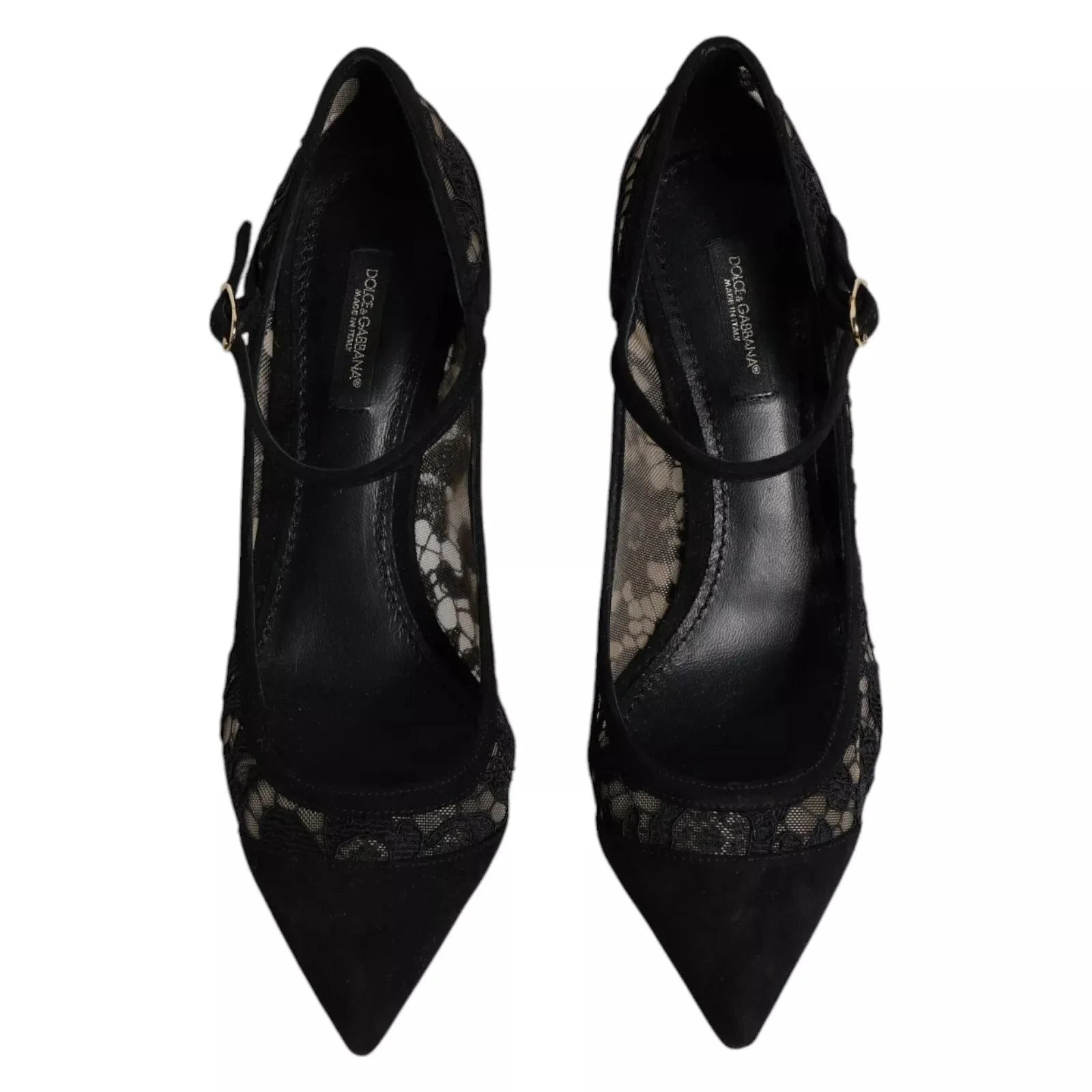 Dolce & Gabbana Black Mary Jane Taormina Lace Pumps Shoes - EU37.5/US7 - Heels