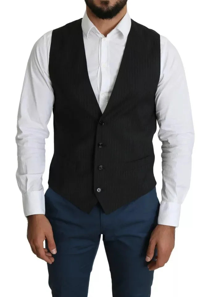 Dolce & Gabbana Black Men Formal STAFF Dress Waistcoat Vest - IT48 | M - Vests