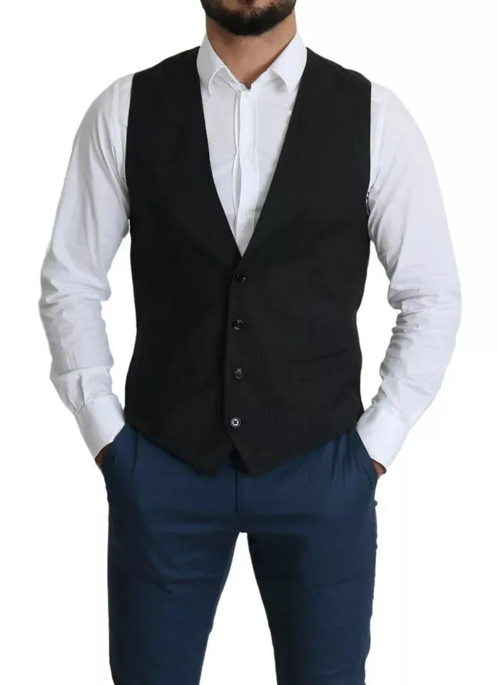 Dolce & Gabbana Black Men Formal STAFF Dress Waistcoat Vest - IT48 | M - Vests