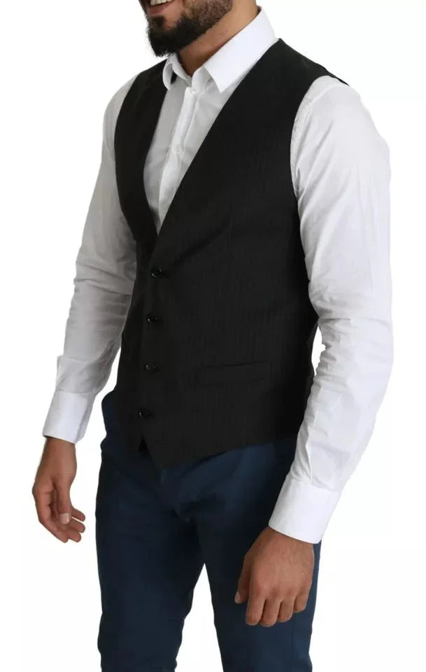 Dolce & Gabbana Black Men Formal STAFF Dress Waistcoat Vest - IT48 | M - Vests