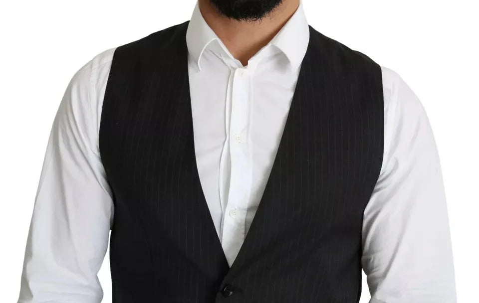 Dolce & Gabbana Black Men Formal STAFF Dress Waistcoat Vest - IT48 | M - Vests