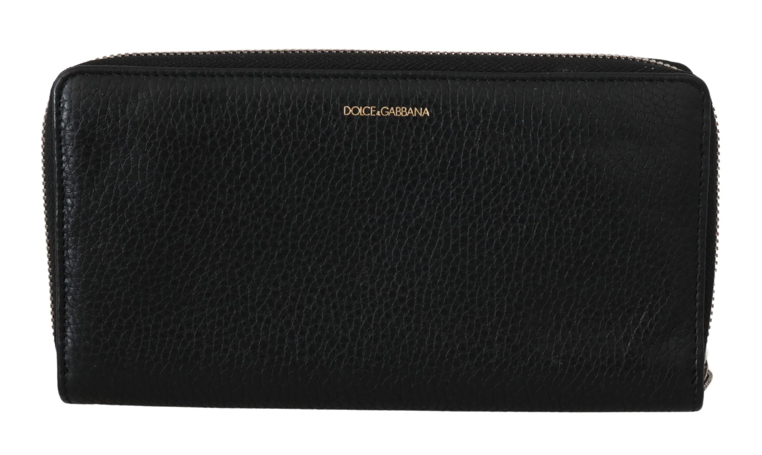 Dolce & Gabbana Black Mens Zipper Continental Purse 100% Leather Wallet - Wallets