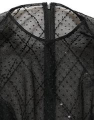 Dolce & Gabbana Black Mesh Lace Long Sleeved Maxi Gown Dress - IT40|S