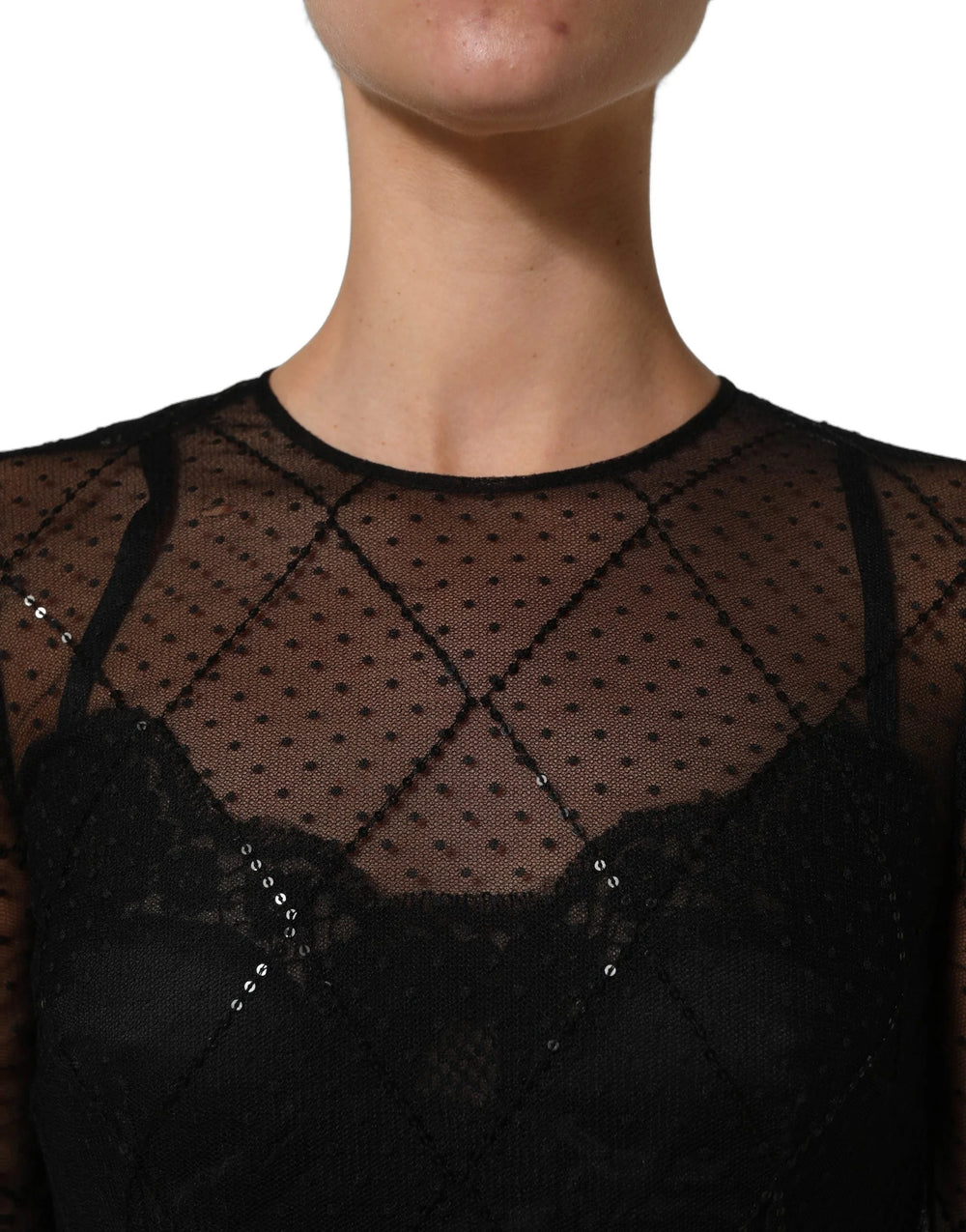 Dolce & Gabbana Black Mesh Lace Long Sleeved Maxi Gown Dress - IT40|S