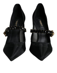 Dolce & Gabbana Black Mesh Mary Jane Crystal Heel Pumps Shoes - EU39/US8.5 - Heels