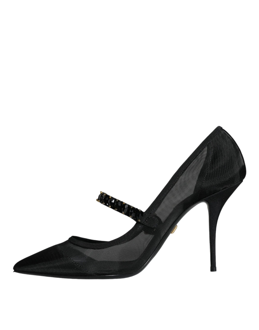 Dolce & Gabbana Black Mesh Mary Jane Crystal Heel Pumps Shoes - EU39/US8.5 - Heels