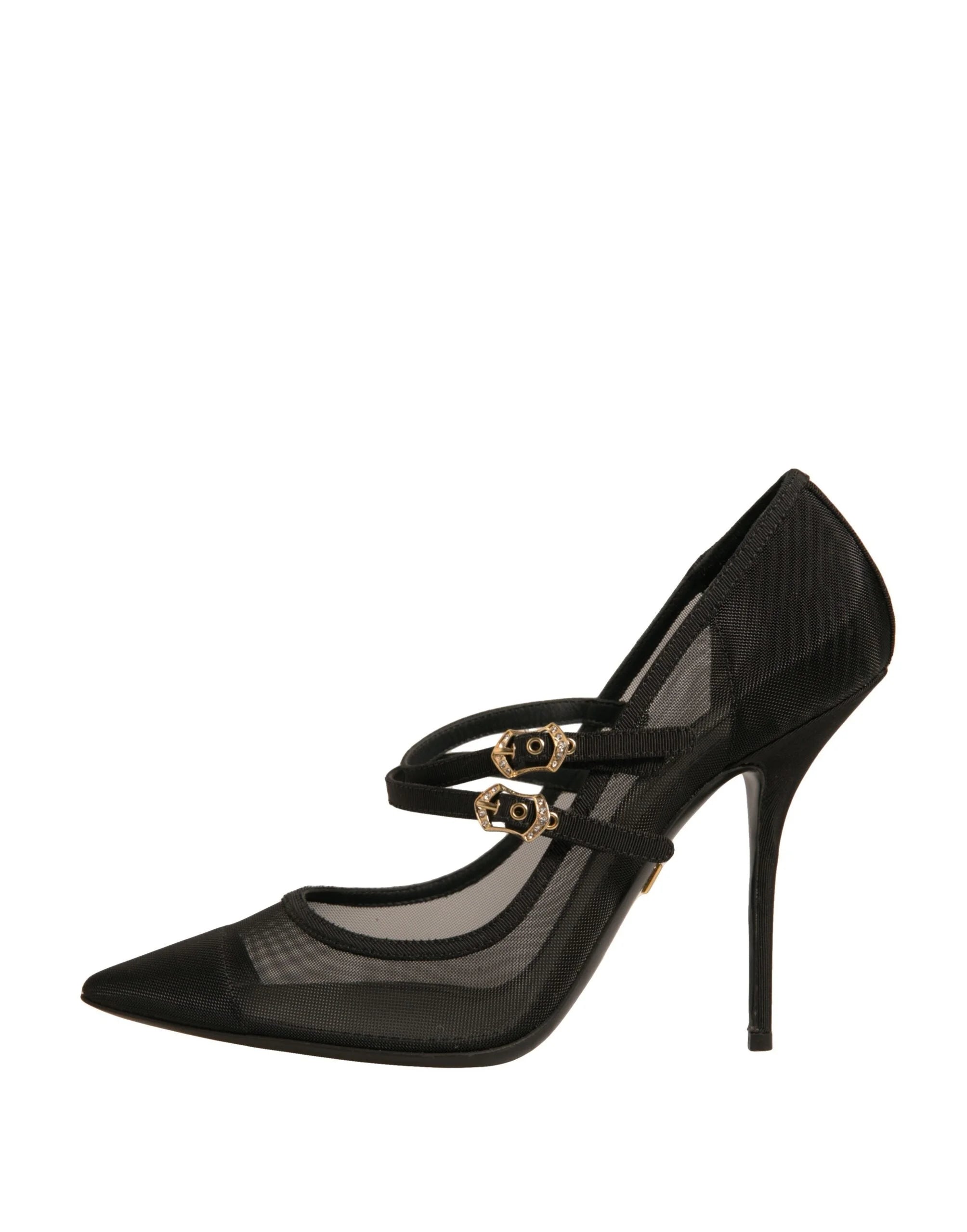 Dolce & Gabbana Black Mesh Mary Jane High Heels Pumps Shoes - Heels