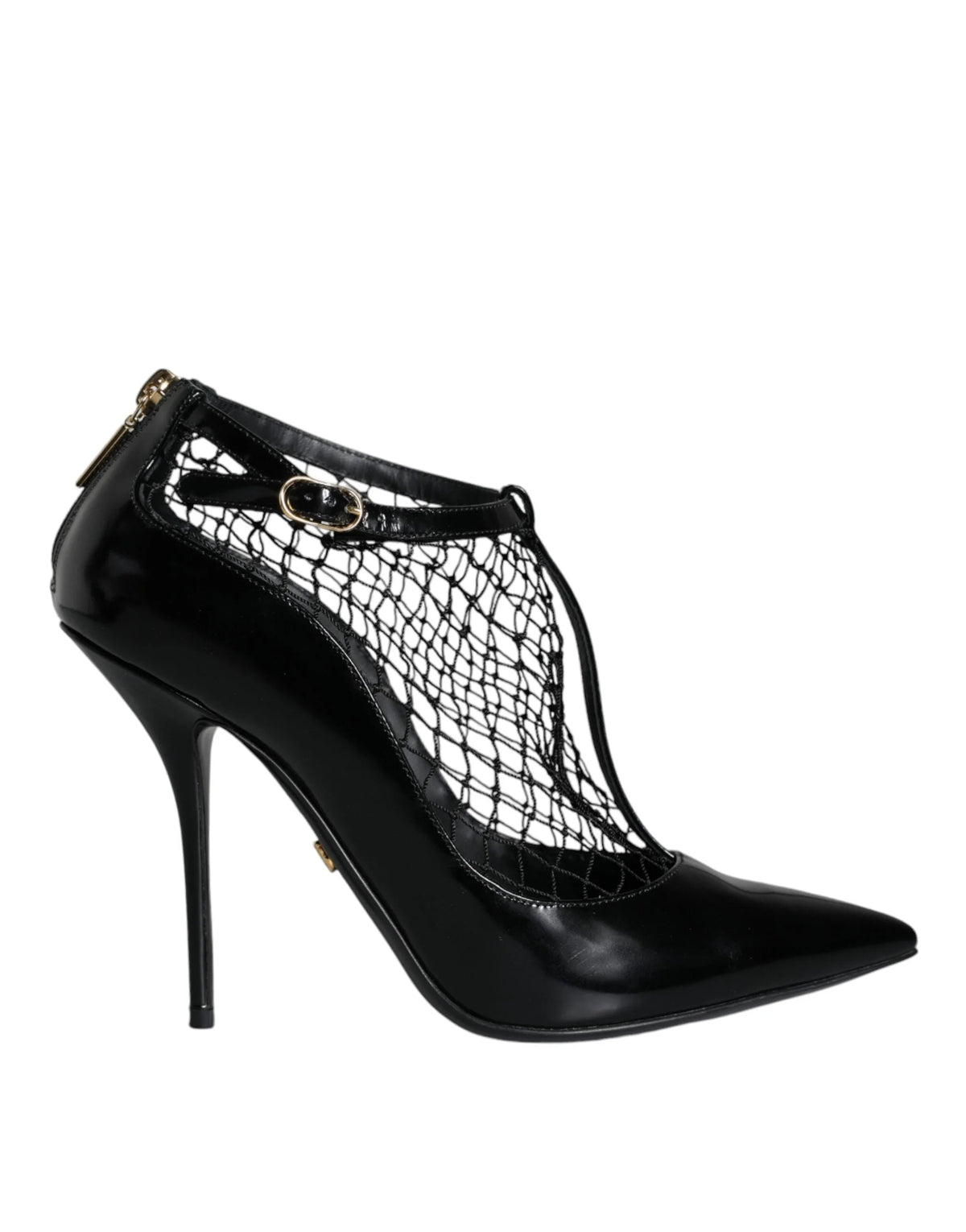 Dolce & Gabbana Black Mesh Patent Leather Heels Pumps Shoes - EU39/US8.5 - Heels