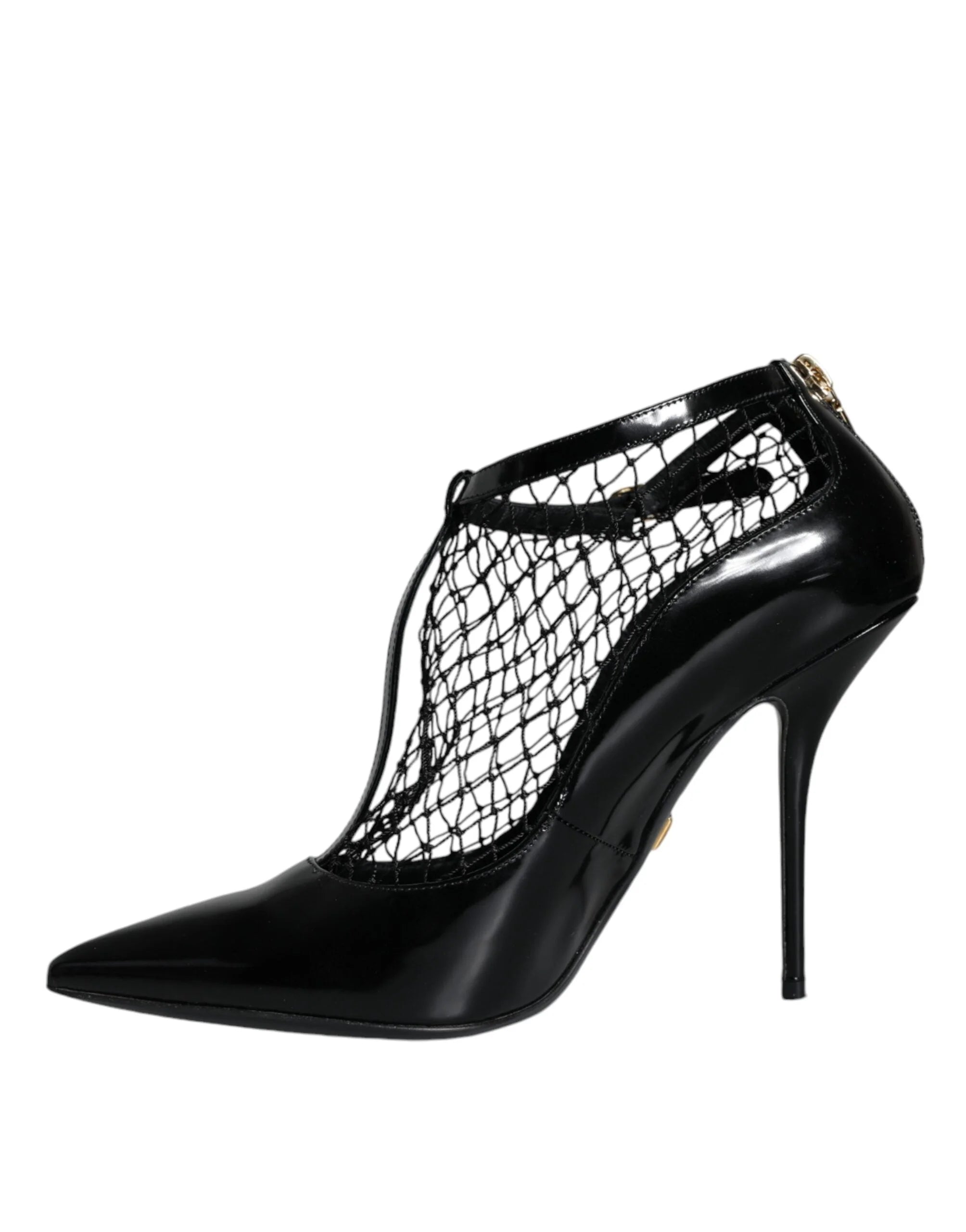 Dolce & Gabbana Black Mesh Patent Leather Heels Pumps Shoes - EU39/US8.5 - Heels