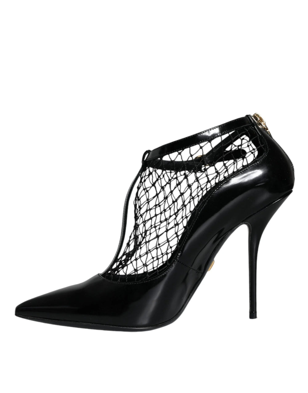 Dolce & Gabbana Black Mesh Patent Leather Heels Pumps Shoes - EU39/US8.5 - Heels