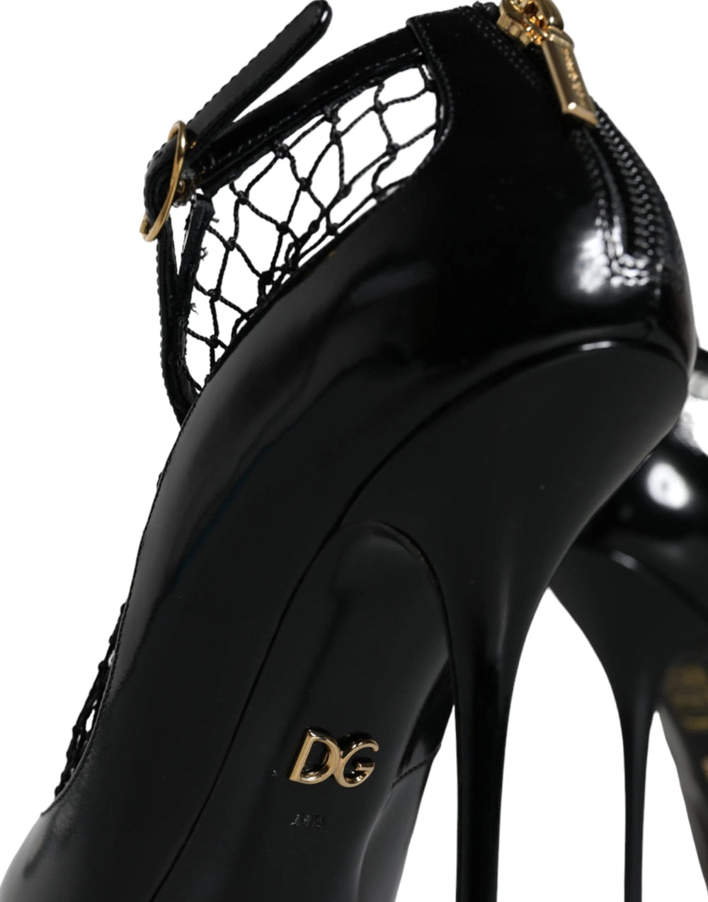 Dolce & Gabbana Black Mesh Patent Leather Heels Pumps Shoes - EU39/US8.5 - Heels