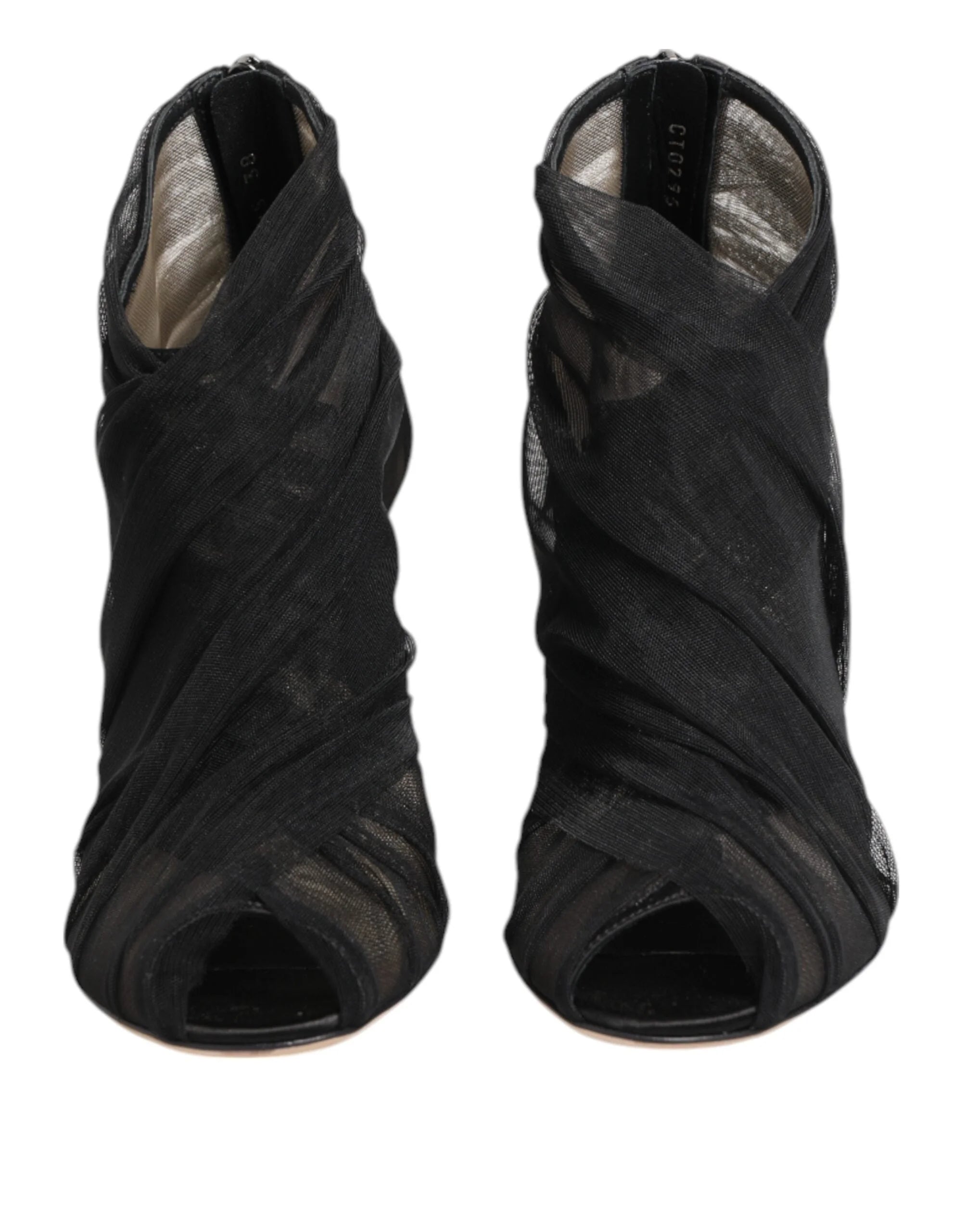 Dolce & Gabbana Black Mesh Stiletto Heels Ankle Boots Shoes - EU38/US7.5 - Boots