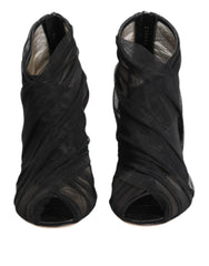Dolce & Gabbana Black Mesh Stiletto Heels Ankle Boots Shoes - EU38/US7.5 - Boots