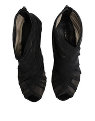 Dolce & Gabbana Black Mesh Stiletto Heels Ankle Boots Shoes - EU38/US7.5 - Boots