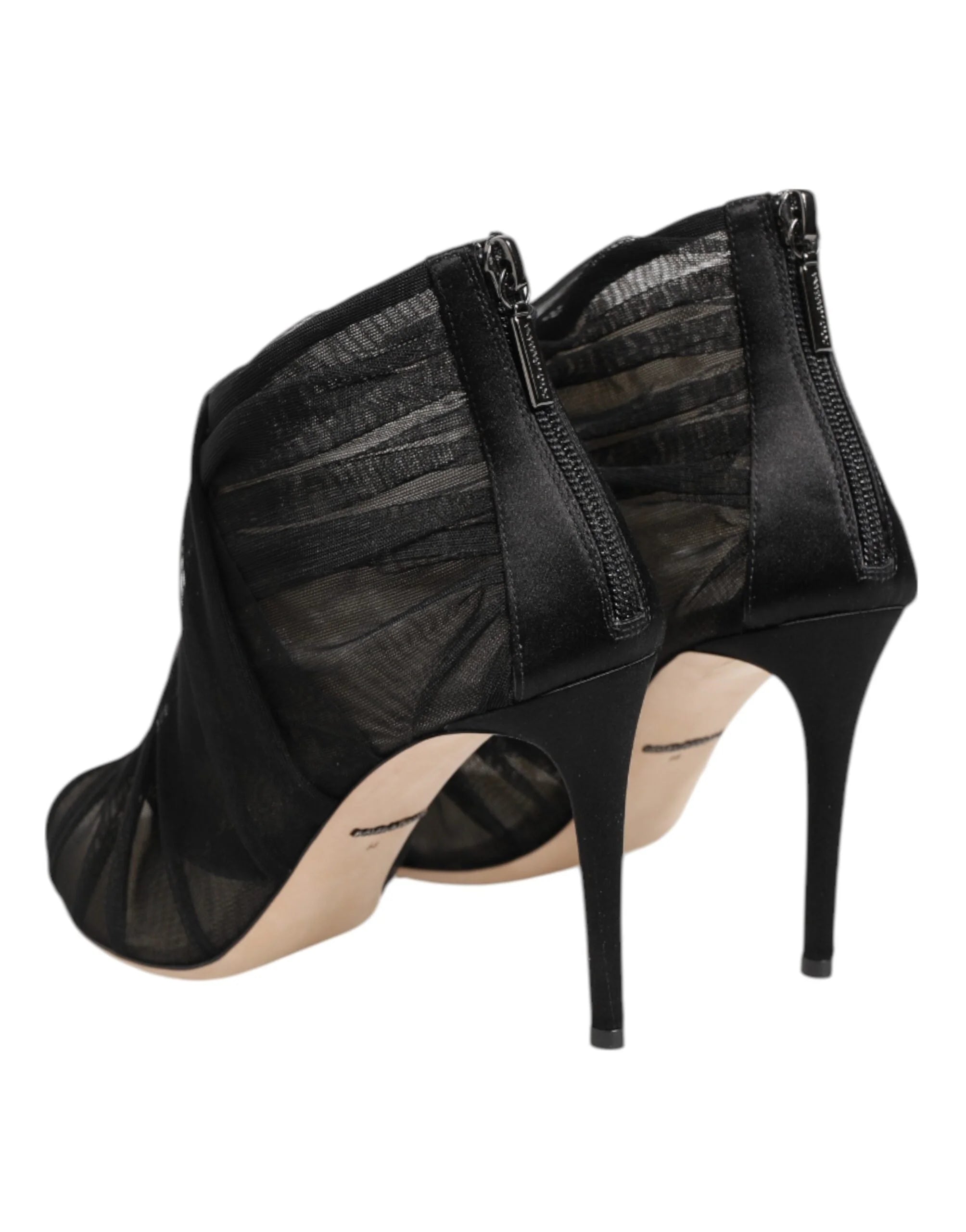 Dolce & Gabbana Black Mesh Stiletto Heels Ankle Boots Shoes - EU38/US7.5 - Boots