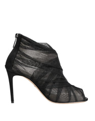 Dolce & Gabbana Black Mesh Stiletto Heels Ankle Boots Shoes - EU38/US7.5 - Boots