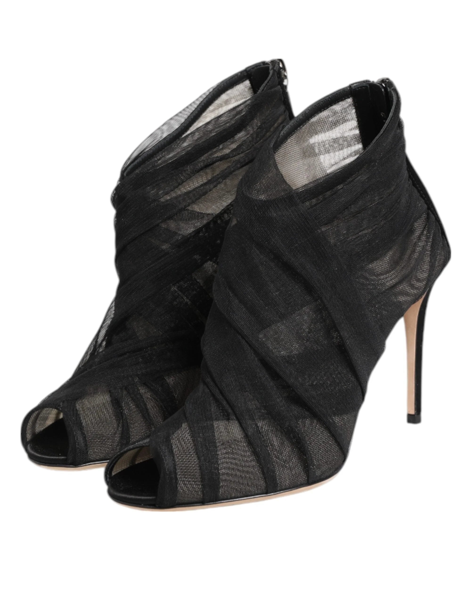 Dolce & Gabbana Black Mesh Stiletto Heels Ankle Boots Shoes - EU38/US7.5 - Boots