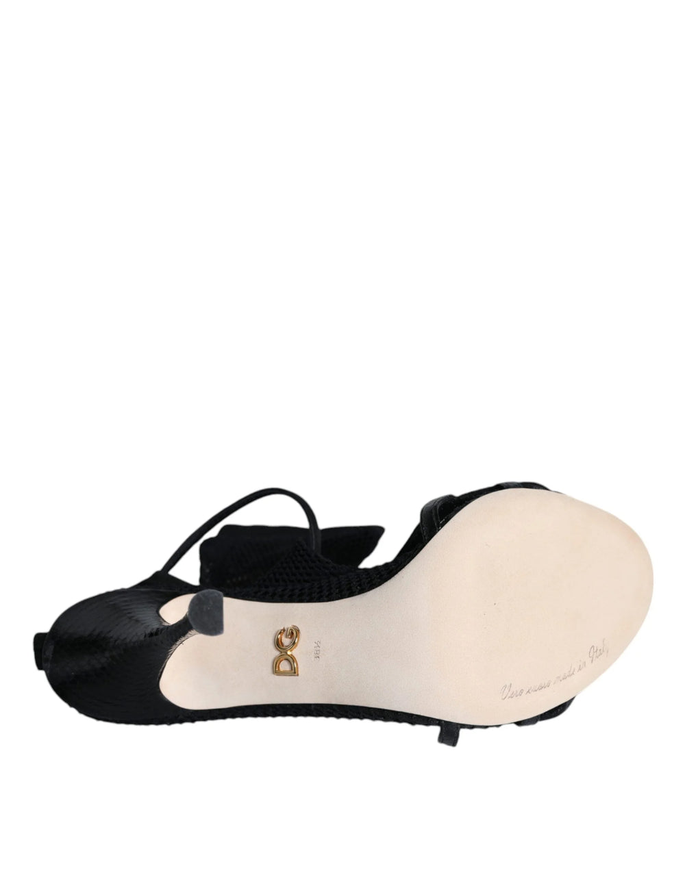 Dolce & Gabbana Black Mesh Stiletto Heels Sandals Shoes - Sandals