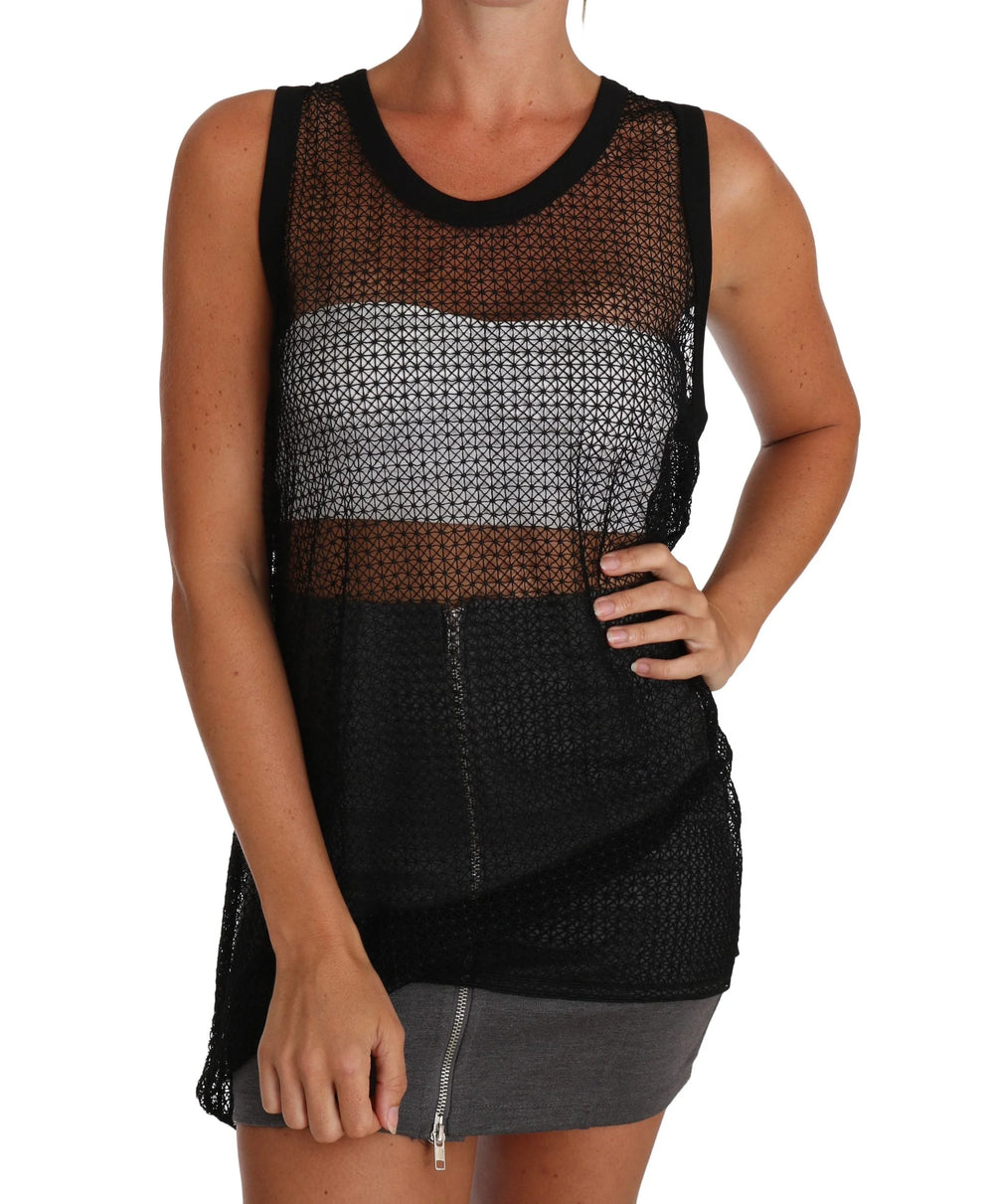 Dolce & Gabbana Black Mesh Transparent Blouse T-shirt - IT42|M - Tank Tops