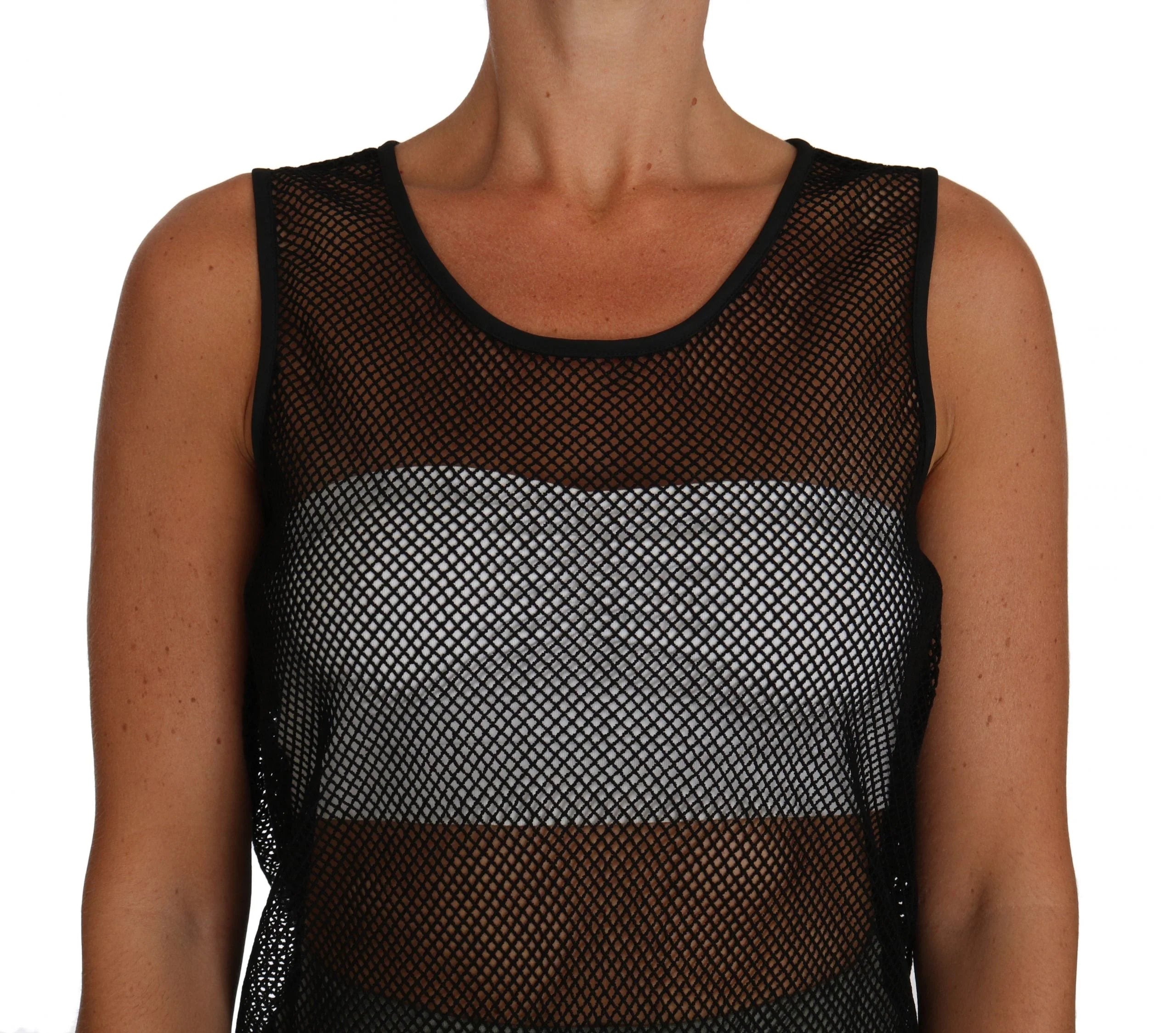 Dolce & Gabbana Black Mesh Transparent Blouse T-shirt - IT42|M - Tank Tops