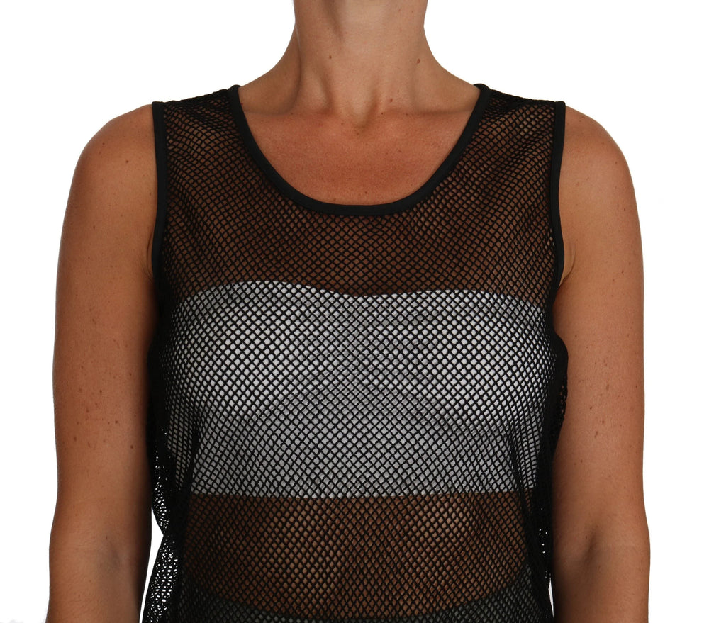 Dolce & Gabbana Black Mesh Transparent Blouse T-shirt - IT42|M - Tank Tops