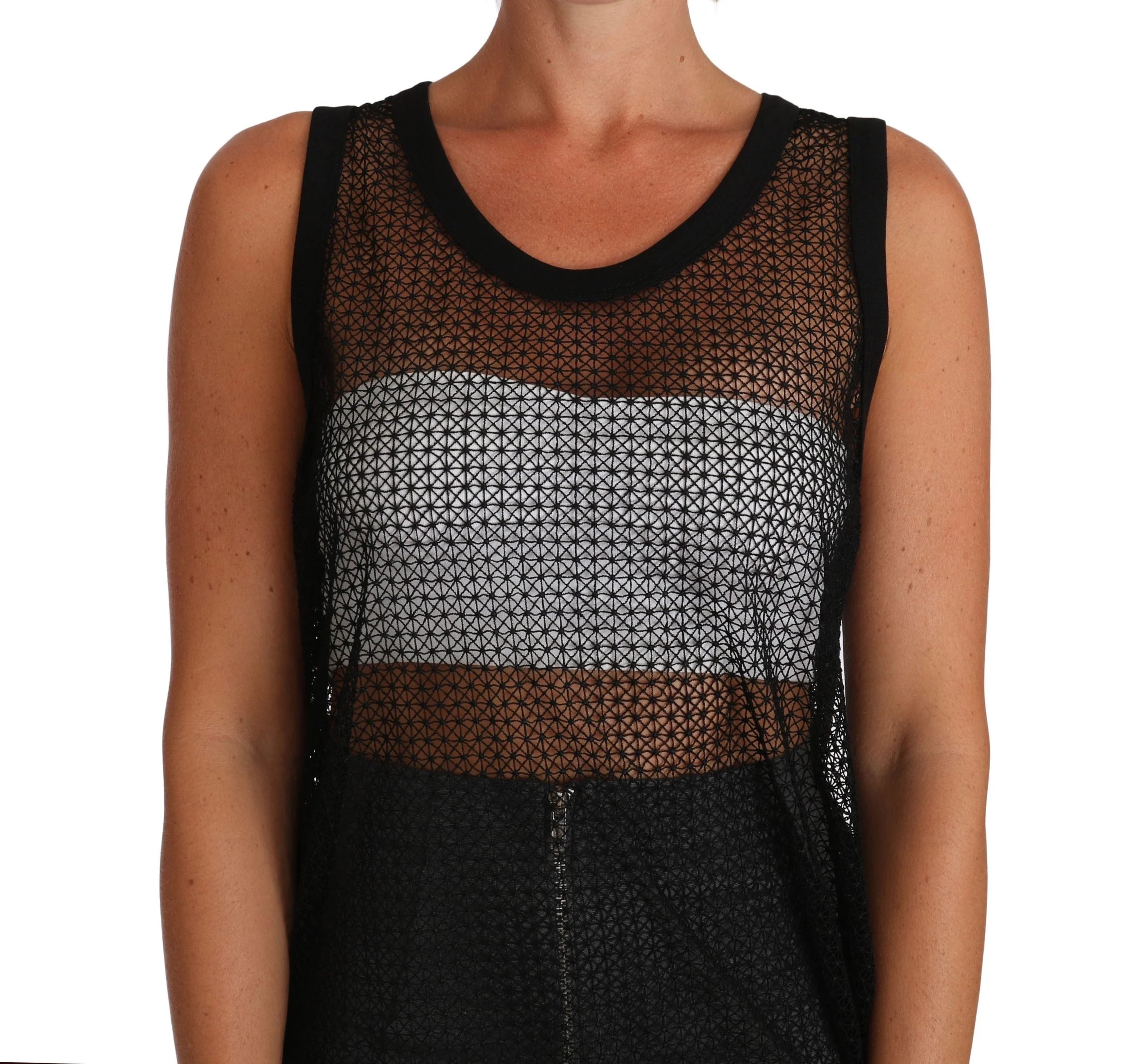 Dolce & Gabbana Black Mesh Transparent Blouse T-shirt - IT42|M - Tank Tops