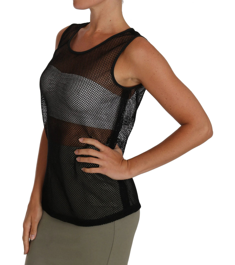 Dolce & Gabbana Black Mesh Transparent Blouse T-shirt - IT42|M - Tank Tops