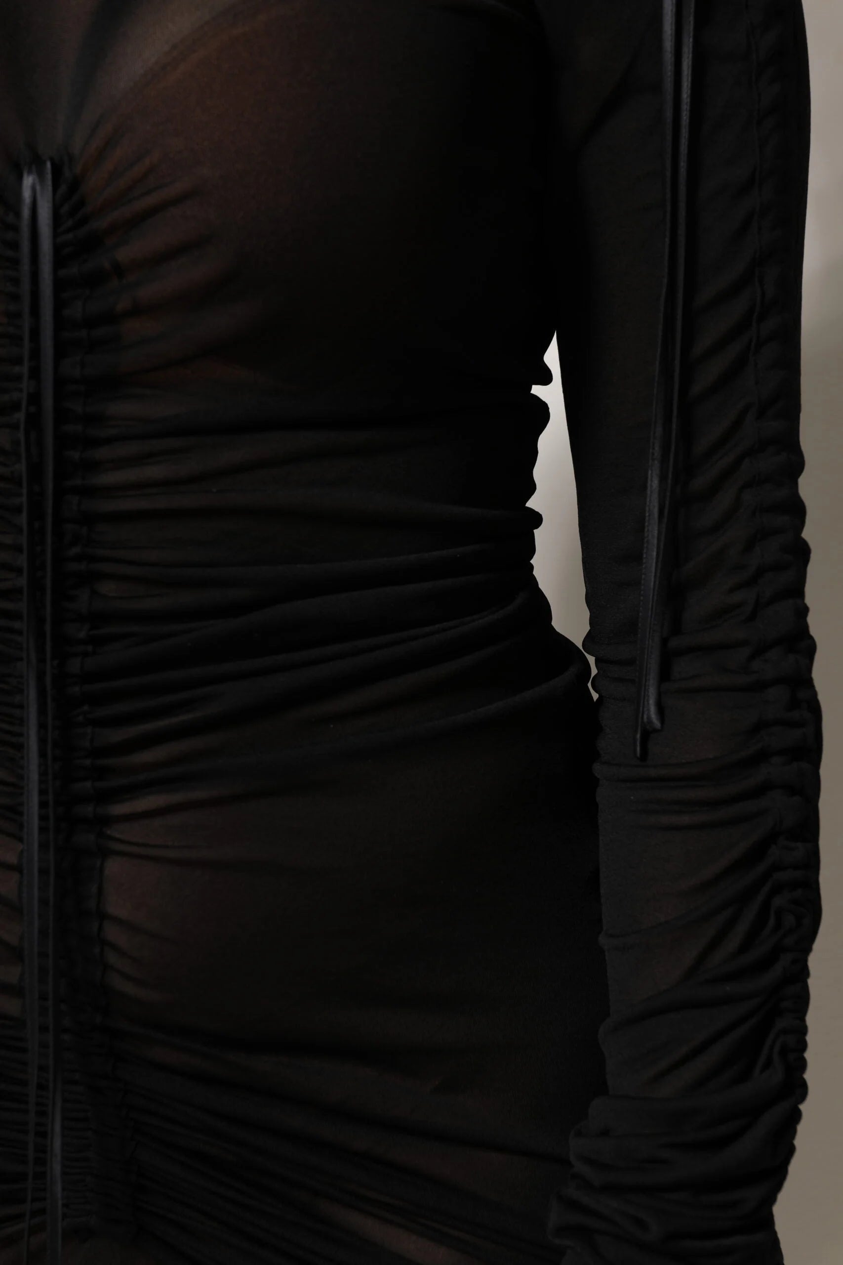 Dolce & Gabbana Black Mesh Trim Bodycon Long Sheath Dress - IT42|M
