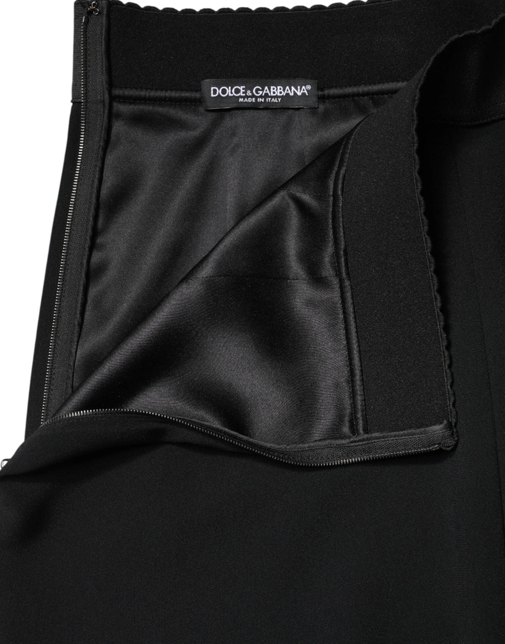 Dolce & Gabbana Black Mid Waist A-line Knee Length Skirt - IT48|XXL