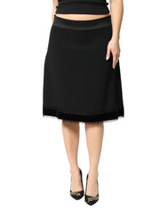 Dolce & Gabbana Black Mid Waist A-line Knee Length Skirt - IT48|XXL