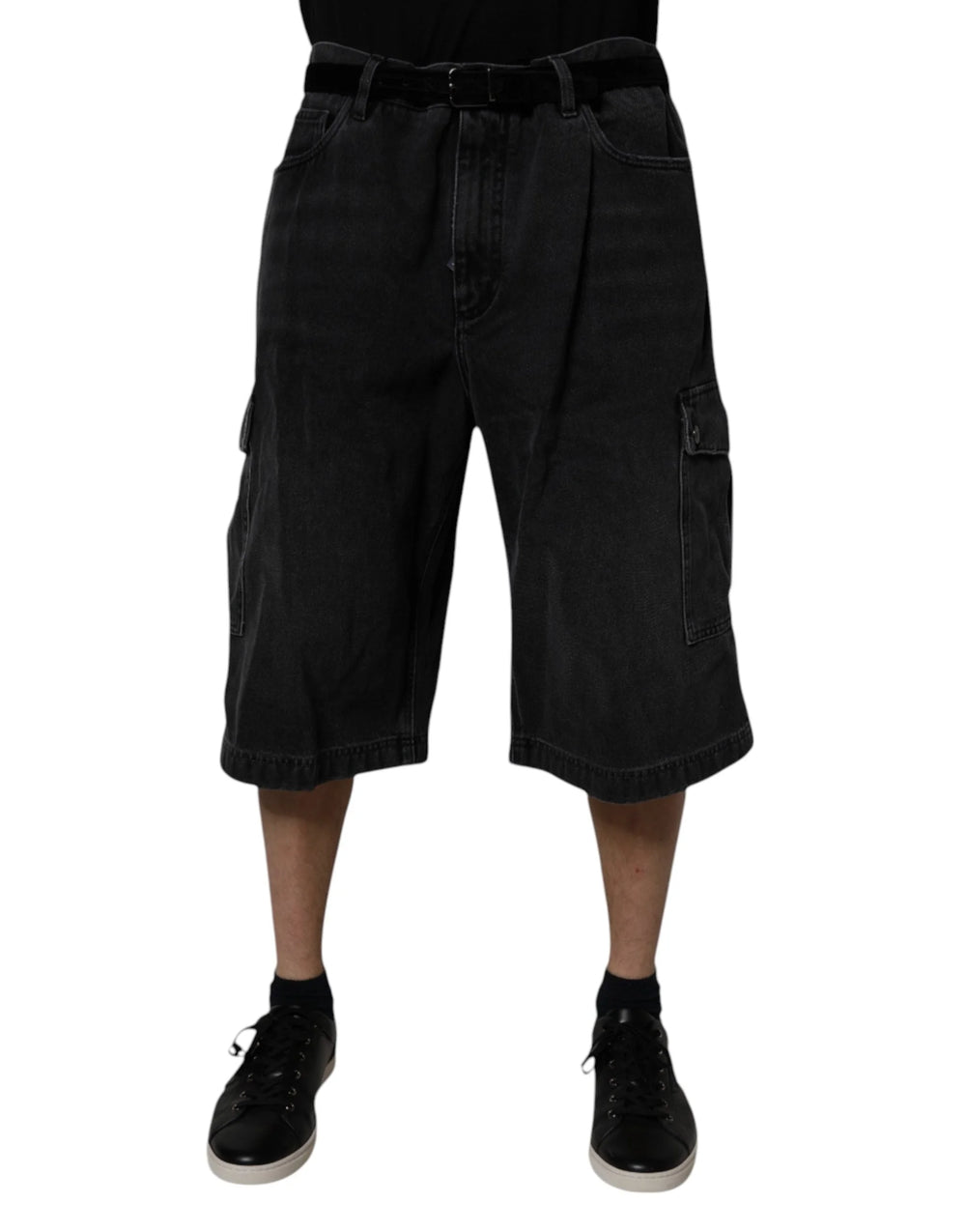Dolce & Gabbana Musta Keskikorkea Vyötärö Denim Cargo Bermuda Shortsit - IT44 | XS - Bermudat