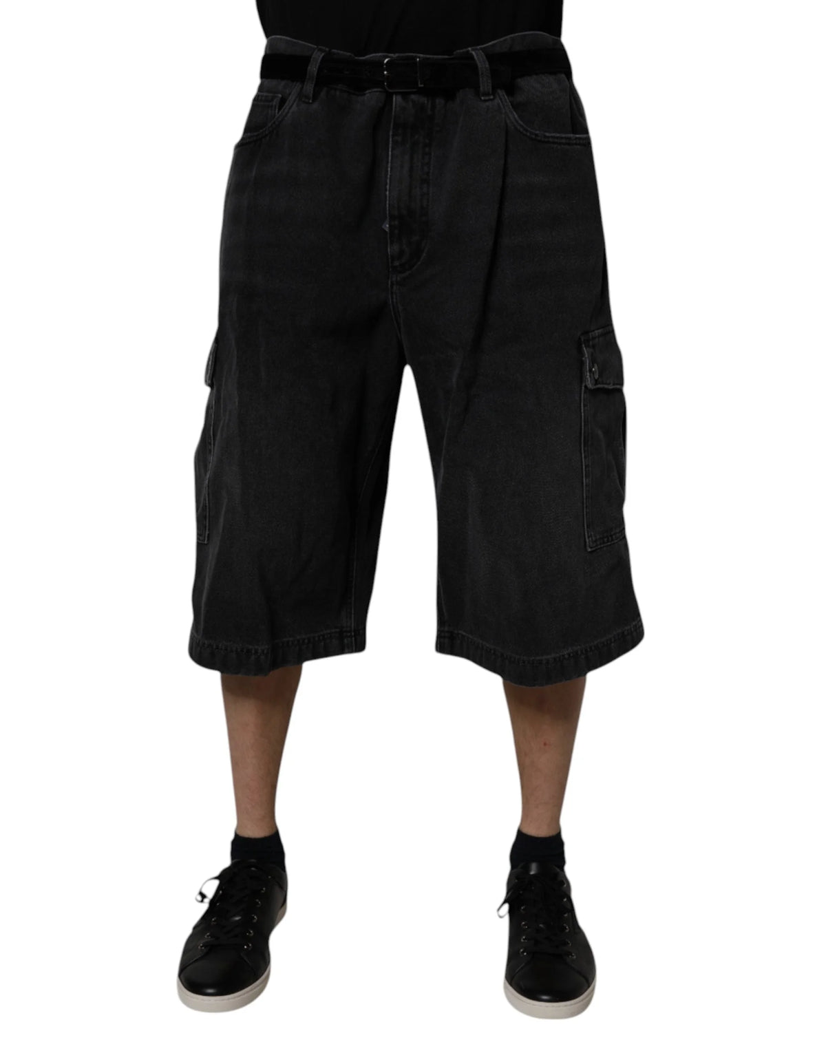 Dolce & Gabbana Musta Keskikorkea Vyötärö Denim Cargo Bermuda Shortsit - IT44 | XS - Bermudat