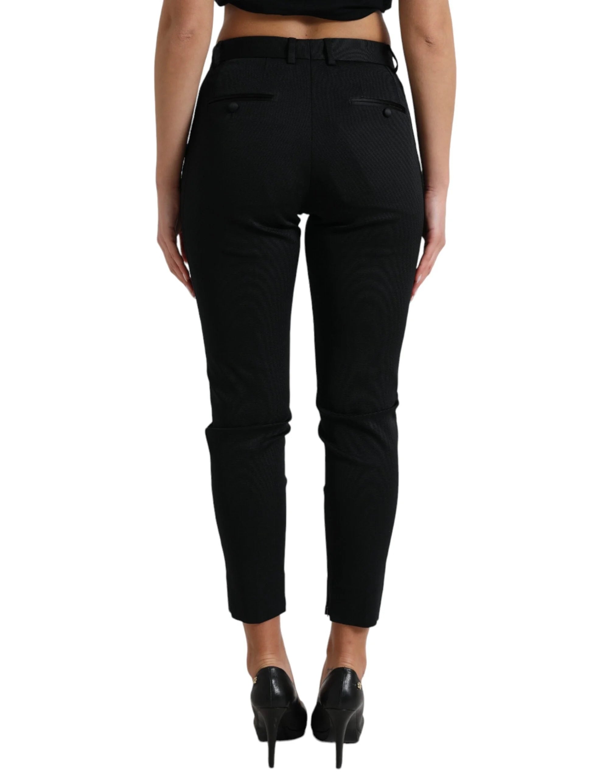 Dolce & Gabbana Black Mid Waist Skinny Cropped Pants - IT40|S - Trousers
