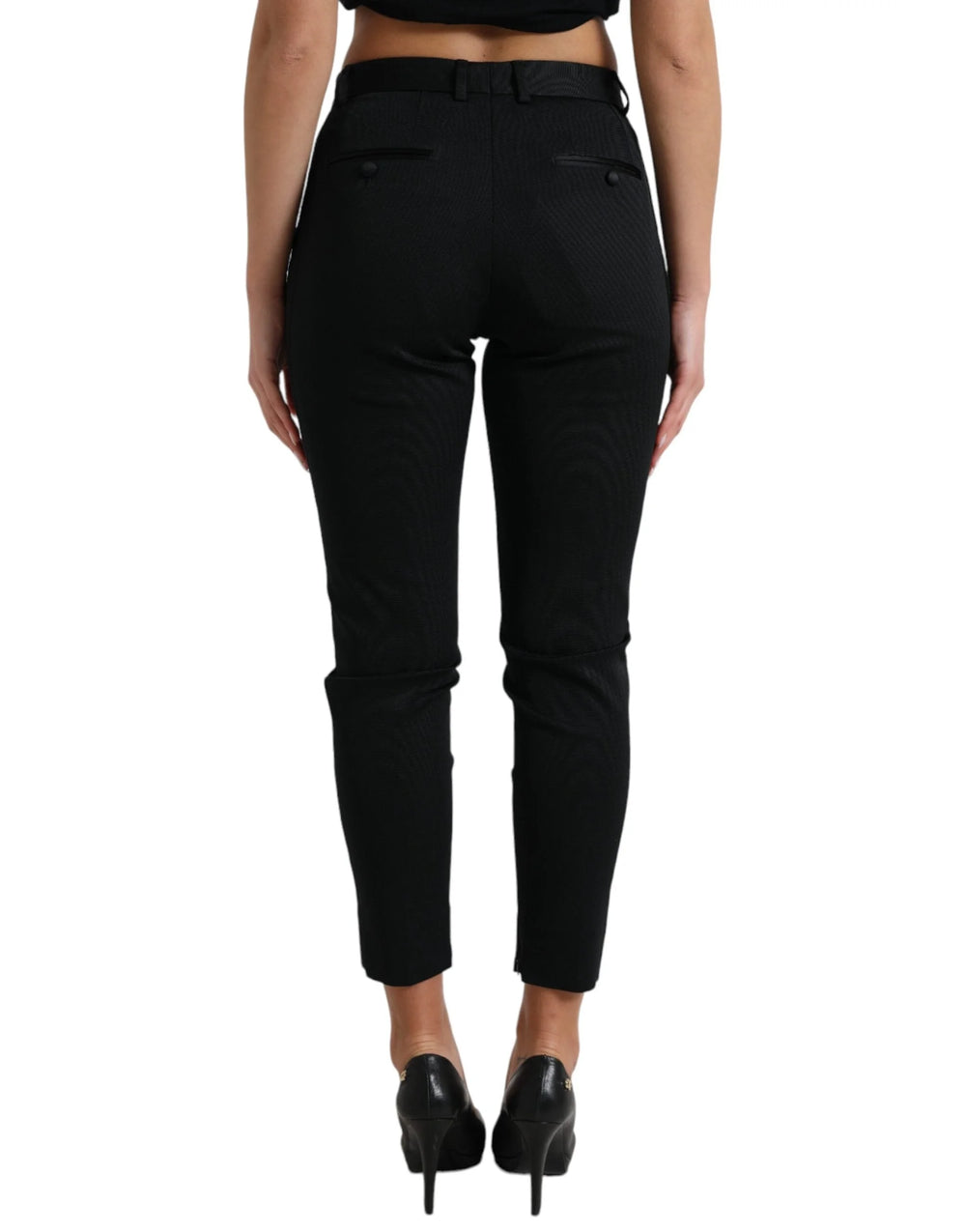 Dolce & Gabbana Black Mid Waist Skinny Cropped Pants - IT40|S - Trousers