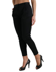 Dolce & Gabbana Black Mid Waist Skinny Cropped Pants - IT40|S - Trousers