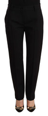 Dolce & Gabbana Black Mid Waist Skinny Trouser Wool Pants - IT40|S - Trousers