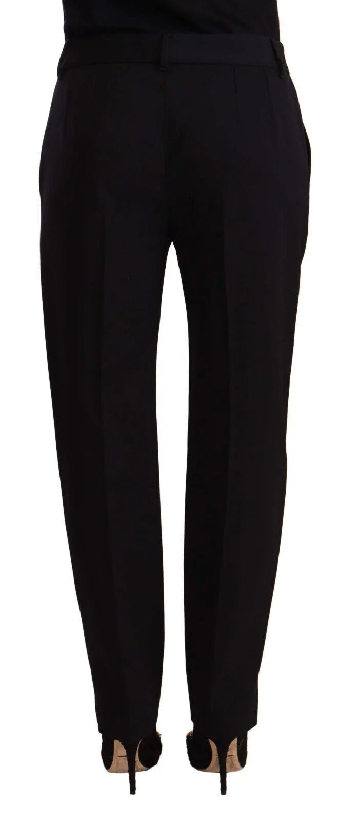 Dolce & Gabbana Black Mid Waist Skinny Trouser Wool Pants - IT40|S - Trousers
