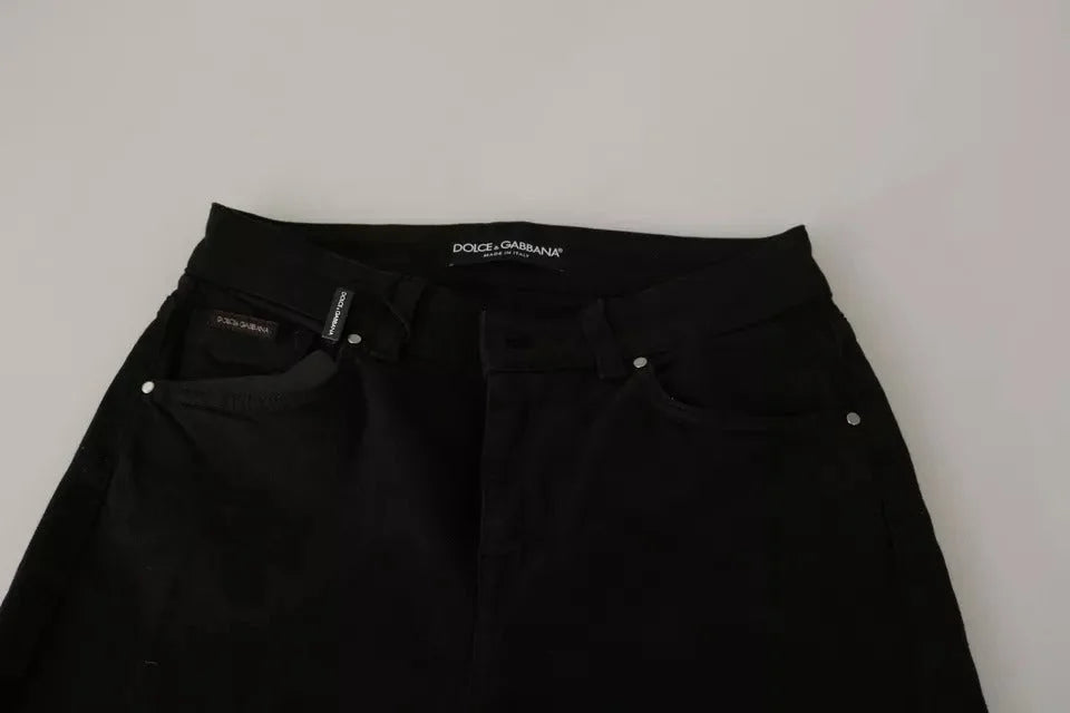 Dolce & Gabbana Black Mid Waist Slim Denim Cotton Stretch Jeans - IT36 | XS - Jeans