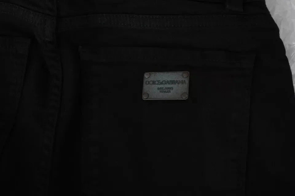 Dolce & Gabbana Black Mid Waist Slim Denim Cotton Stretch Jeans - IT36 | XS - Jeans