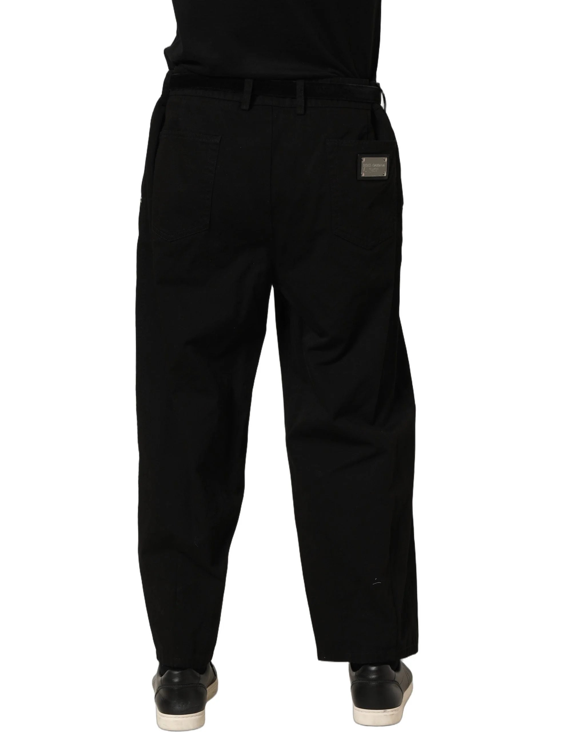 Dolce & Gabbana Black Mid Waist Straight Men Trouser Pants - IT58 | XXL
