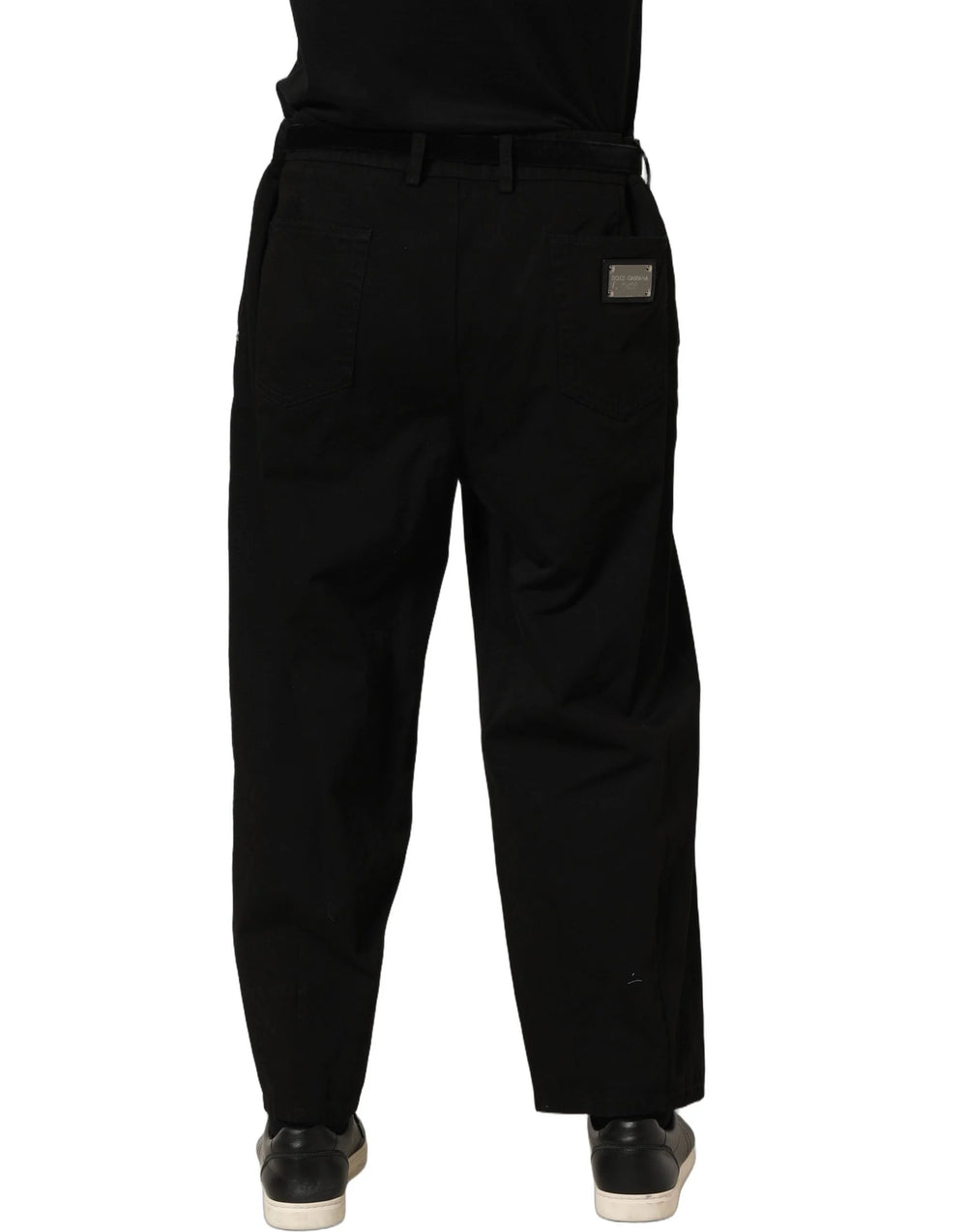 Dolce & Gabbana Black Mid Waist Straight Men Trouser Pants - IT58 | XXL