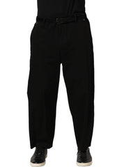 Dolce & Gabbana Black Mid Waist Straight Men Trouser Pants - IT58 | XXL