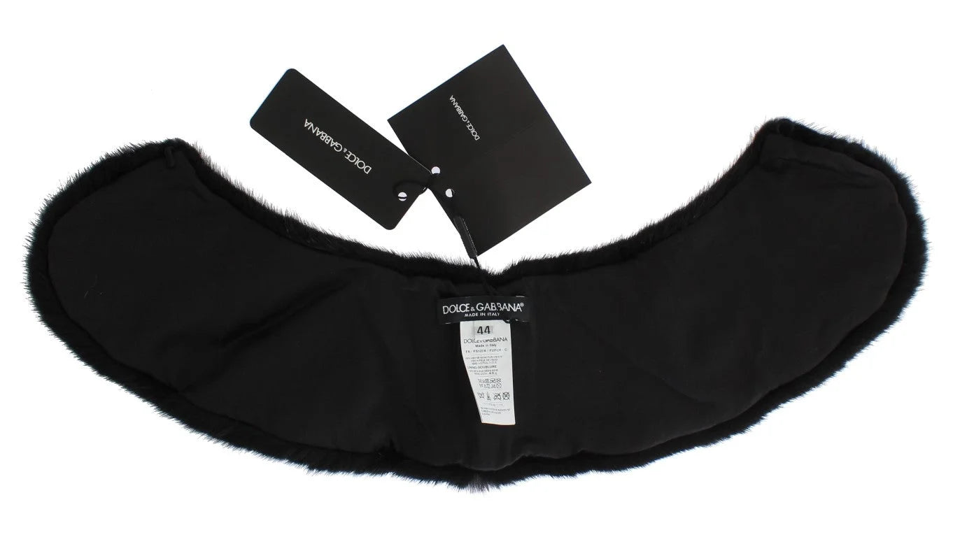 Dolce & Gabbana Black Mink Fur Shoulder Collar Scarf - IT40|S - Scarves & Shawls