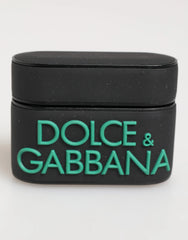 Dolce & Gabbana Black Mint Rubber Logo Embossed Accessory Airpods Case - Headphone Carrying Cases